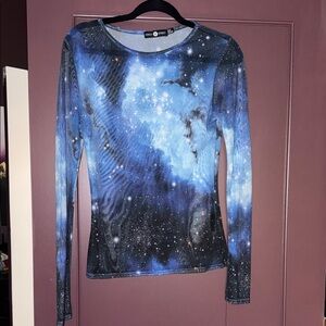 Sheer Cosmic Blue Long Sleeve Top